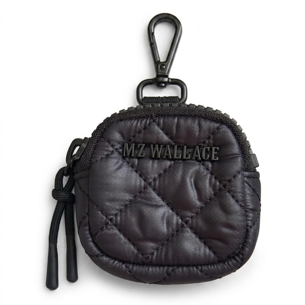 NWOT MZ Wallace Black Quilted Metro Clip-On Pouch Keychain Bag Charm